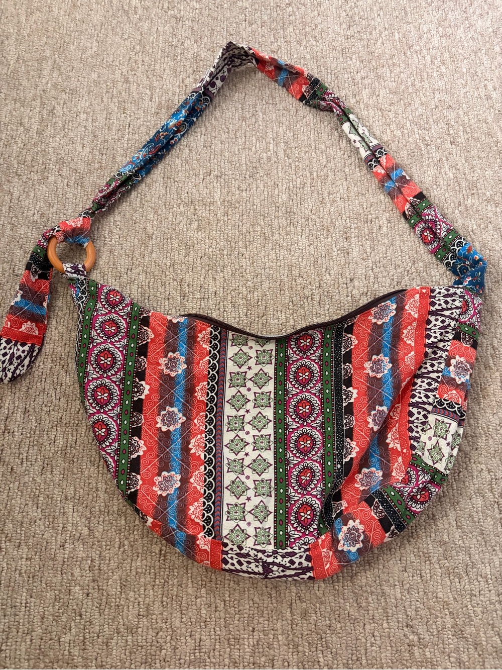 Bohemian Multicolor Patterned Hobo Bag